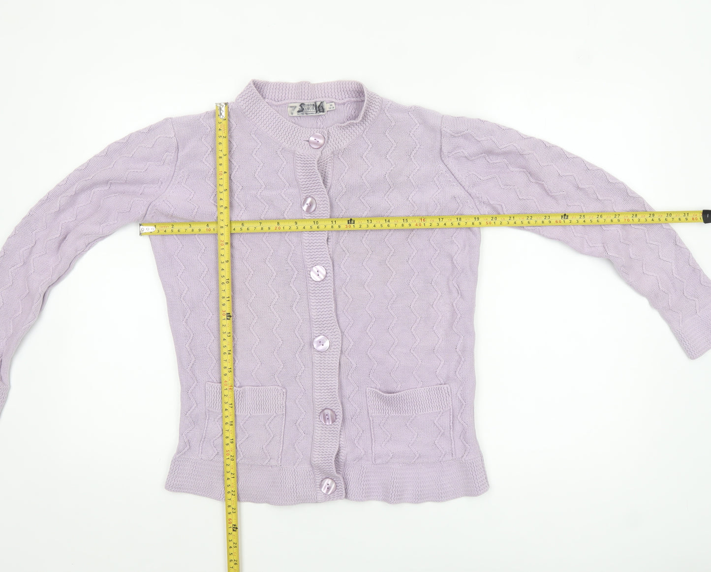 Honor Millburn Women's Lilac Cotton Cardigan Size 14-16 Classic Knit