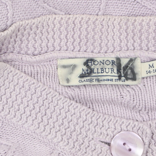 Honor Millburn Women's Lilac Cotton Cardigan Size 14-16 Classic Knit