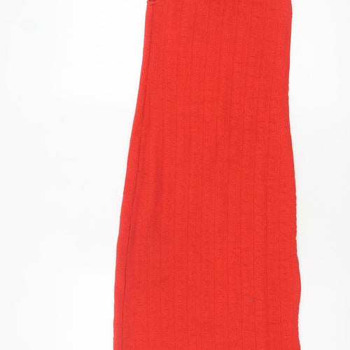 Zara Women Red One Shoulder Bodycon Midi Dress Size 8