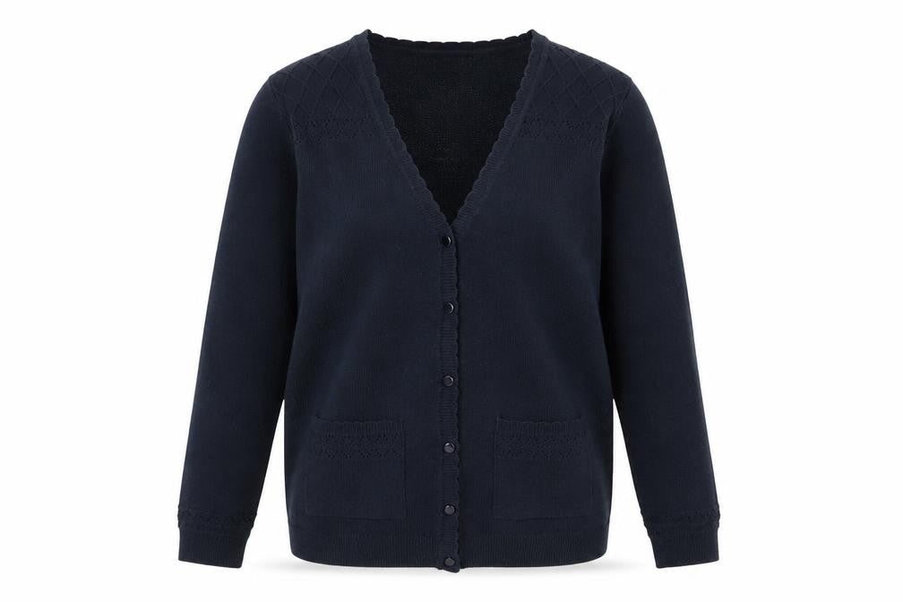 Isle Essentials Women's Black V-Neck Long Sleeve Cardigan Size S 10-12