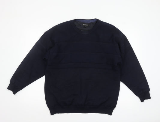 Oakmont Men's Blue Wool Blend Crew Neck Pullover Jumper Size M