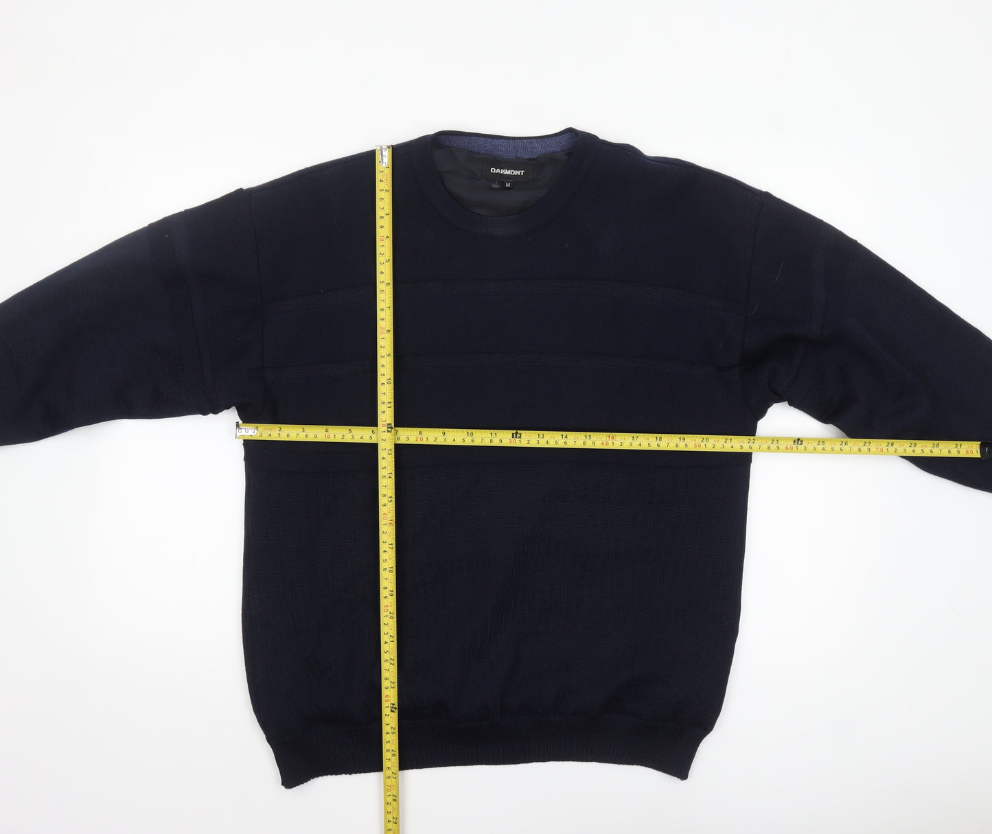 Oakmont Men's Blue Wool Blend Crew Neck Pullover Jumper Size M