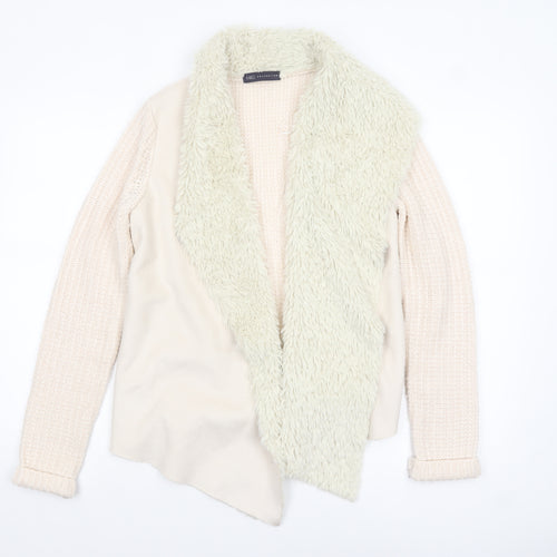 Marks and Spencer Women’s Beige Faux Fur Trim Knit Cardigan Size S