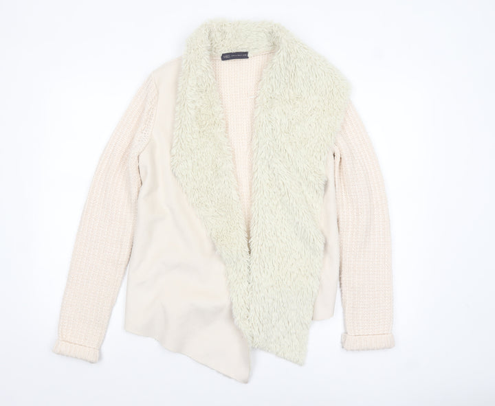 Marks and Spencer Women’s Beige Faux Fur Trim Knit Cardigan Size S