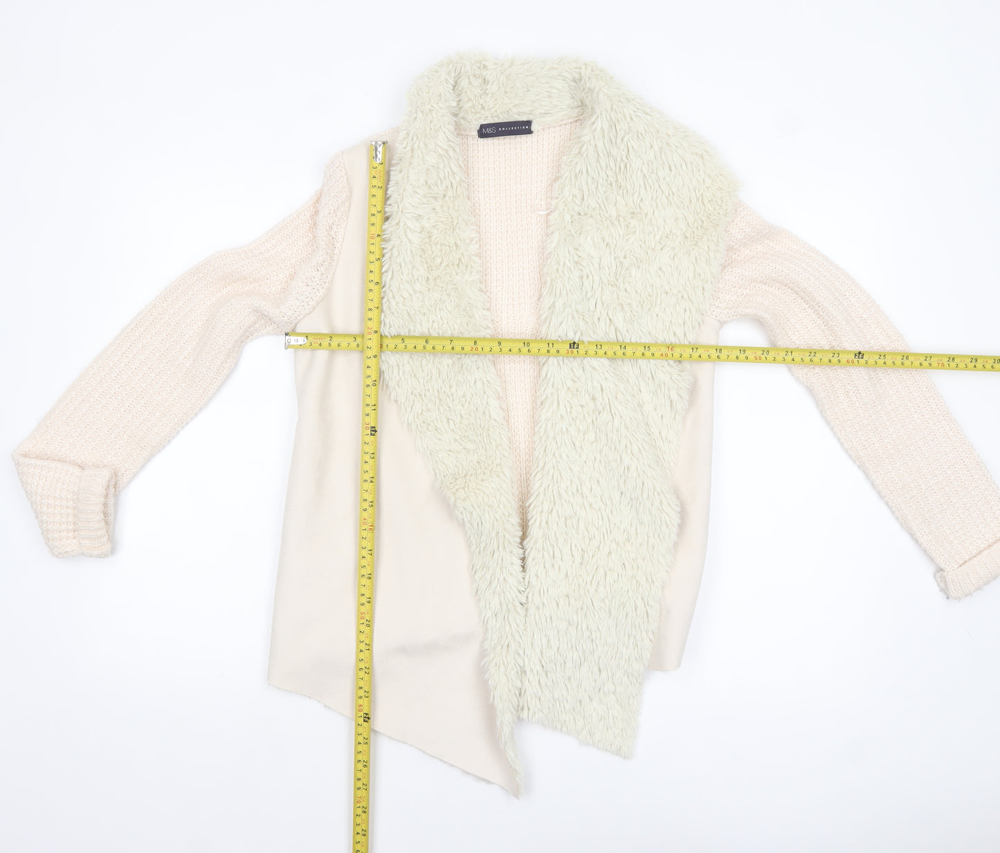 Marks and Spencer Women’s Beige Faux Fur Trim Knit Cardigan Size S