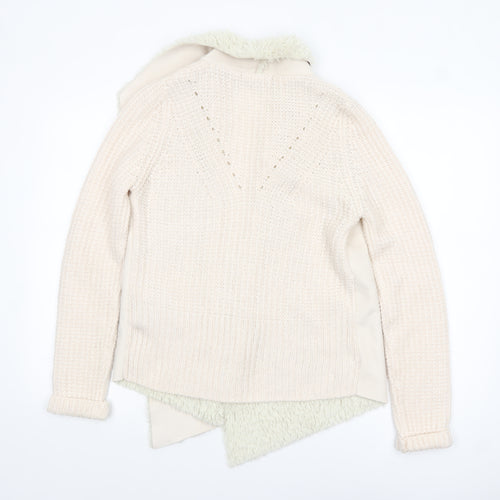 Marks and Spencer Women’s Beige Faux Fur Trim Knit Cardigan Size S