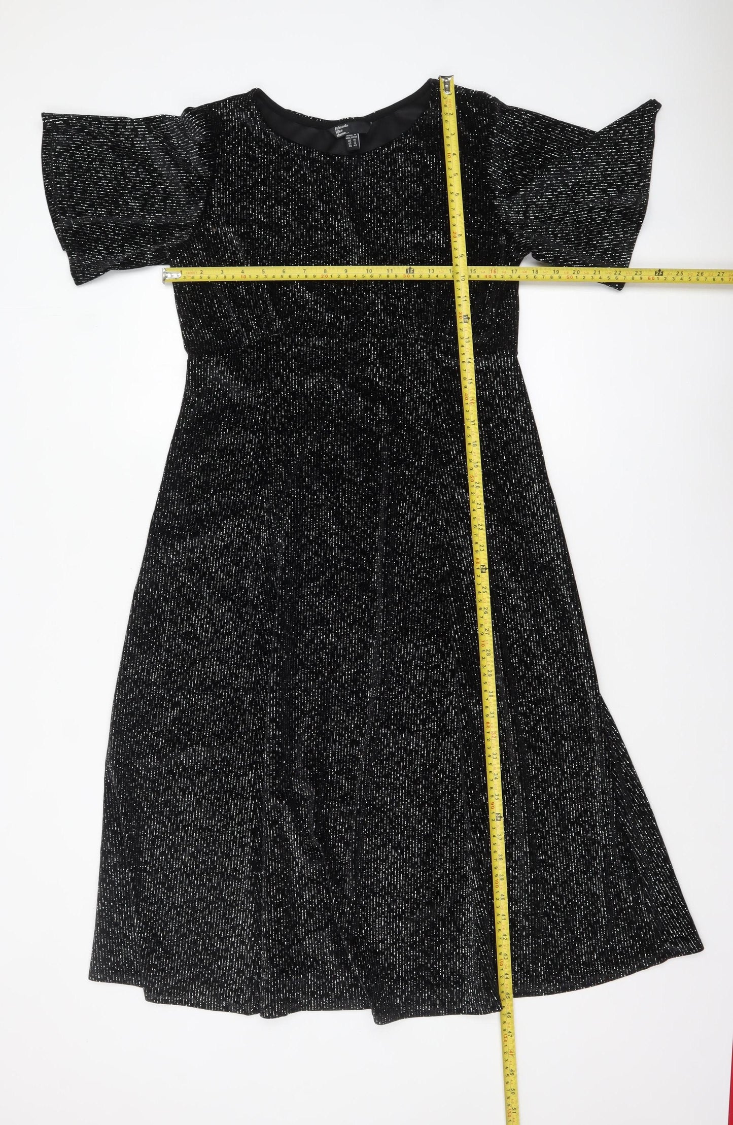 Friends Like These Women’s Black Glitter Velvet Midi Fit & Flare Dress Size 14
