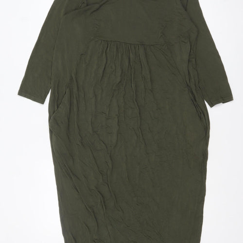 Suzy D Women’s Green Midi Shift Dress Viscose M 3/4 Sleeve