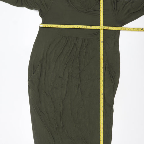 Suzy D Women’s Green Midi Shift Dress Viscose M 3/4 Sleeve