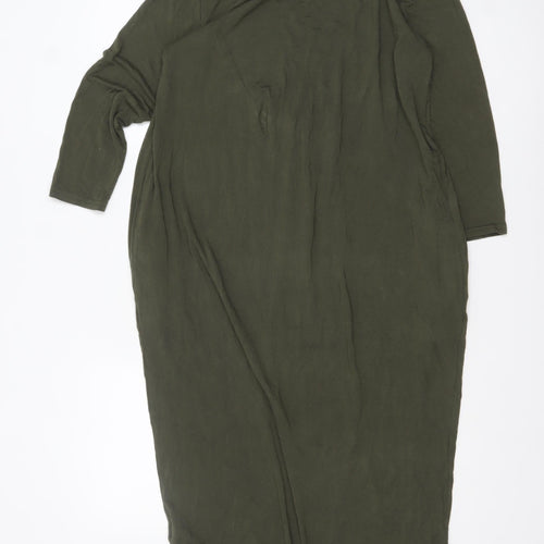 Suzy D Women’s Green Midi Shift Dress Viscose M 3/4 Sleeve
