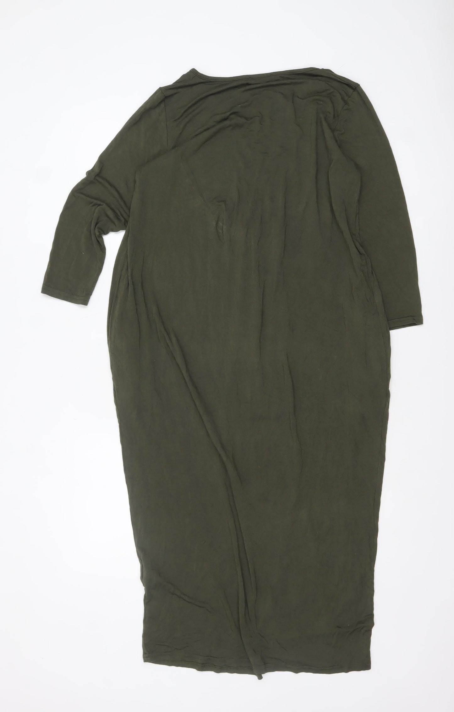 Suzy D Women’s Green Midi Shift Dress Viscose M 3/4 Sleeve