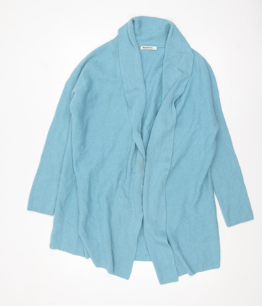 Woolovers Women Blue Merino Wool Cashmere Cardigan L Relaxed Fit