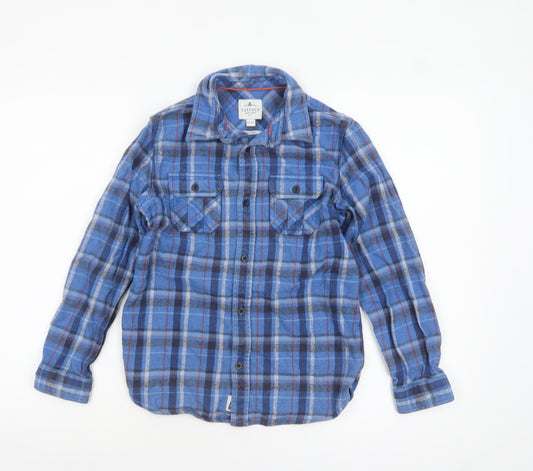 FatFace Boys Blue Check Flannel Button-Up Shirt 10-11 Years Cotton Long Sleeve