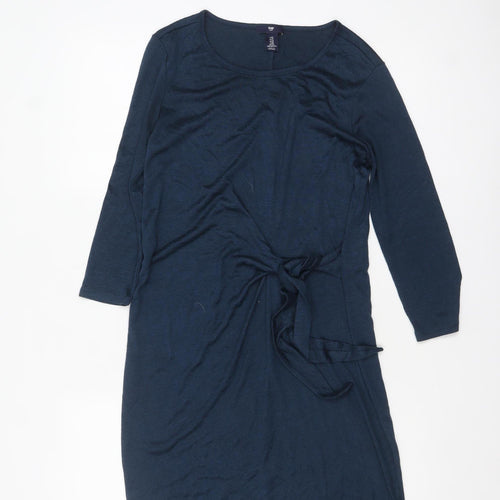 Gap Womens Blue Long Sleeve Wrap Blouse XS