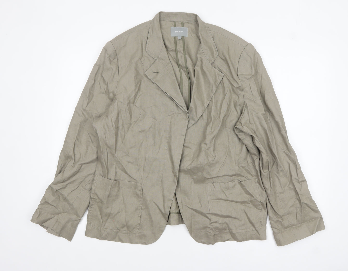 Marks and Spencer Per Una Women's Beige Linen Suit Jacket Size 18