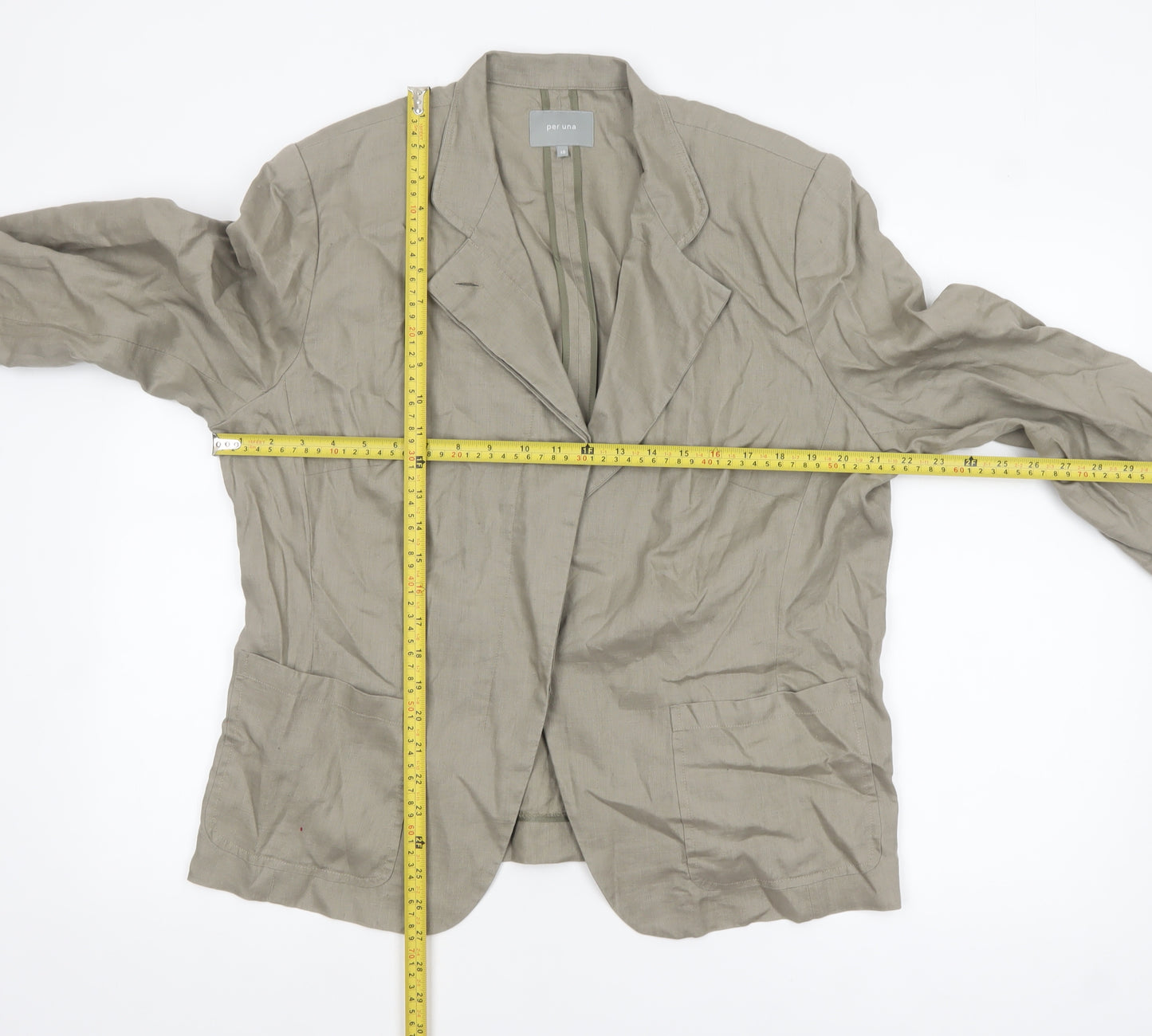 Marks and Spencer Per Una Women's Beige Linen Suit Jacket Size 18