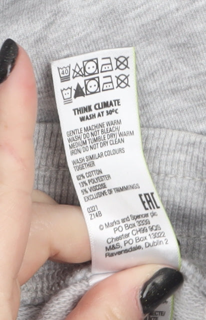 Marks and Spencer Womens Grey Cotton Jogger Trousers Size 8 Regular