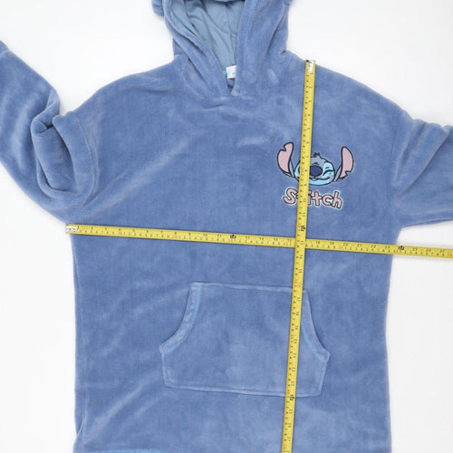 Disney Classics Stitch Blue Fleece Hooded Women's Winter Robe One Size