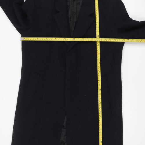 Zara Men Black Wool Blend Long Overcoat L Regular Fit