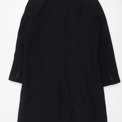 Zara Men Black Wool Blend Long Overcoat L Regular Fit