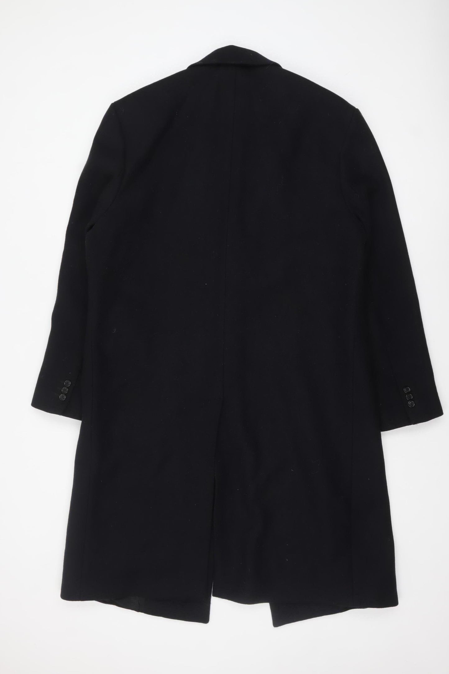 Zara Men Black Wool Blend Long Overcoat L Regular Fit