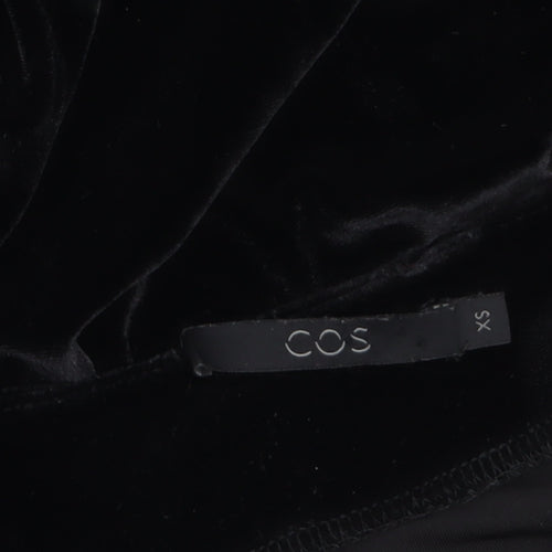 COS Women’s Black Velvet Long Sleeve V-Neck Slim Jumpsuit XS