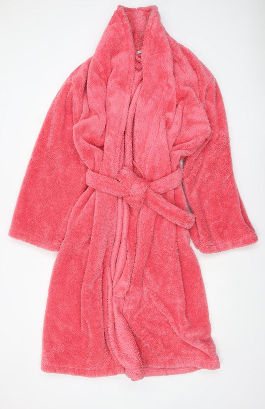 Jasper Conran Women's Pink Fleece Robe Size 16 Winter Belted