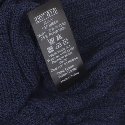 M&Co Women’s Blue Knit V-Neck Button 3/4 Sleeve Blouse Size 14