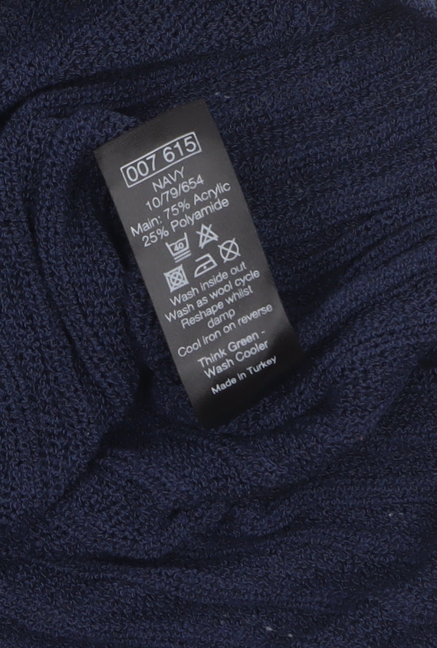 M&Co Women’s Blue Knit V-Neck Button 3/4 Sleeve Blouse Size 14