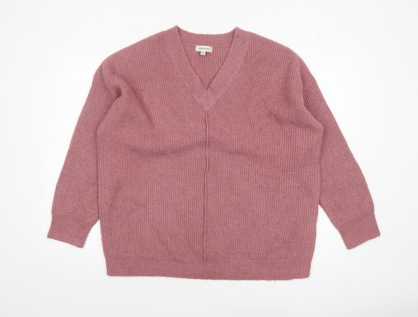 JD Williams Women’s Pink V-Neck Chunky Knit Jumper Size 16