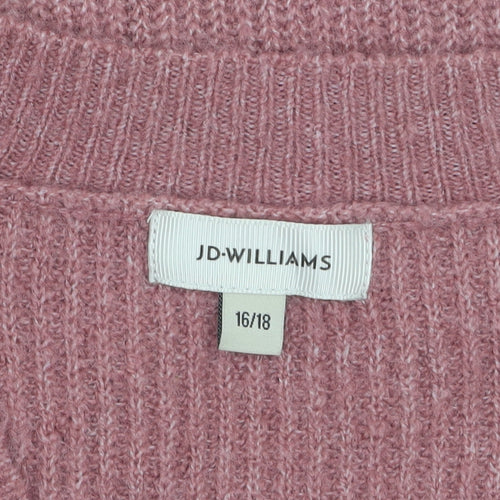 JD Williams Women’s Pink V-Neck Chunky Knit Jumper Size 16