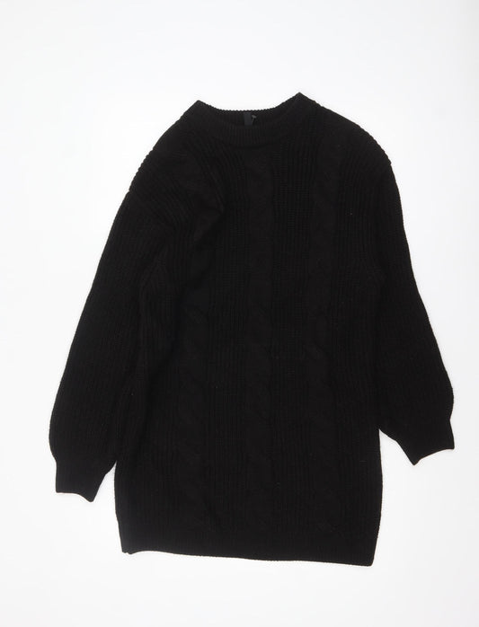 H&M Divided Women’s Black Cable-Knit Long Sleeve Pullover Jumper Size S