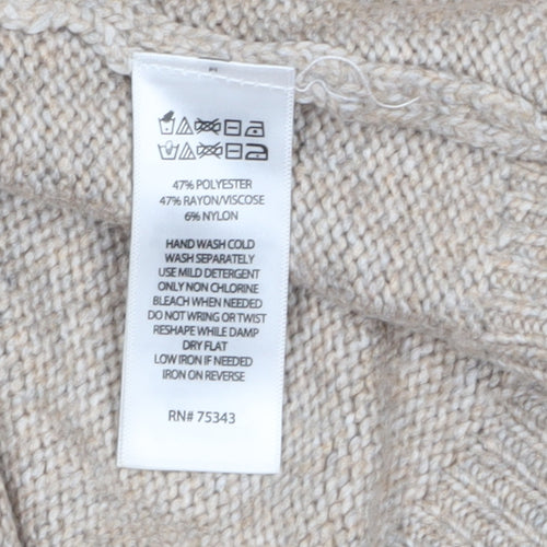 Rachel Zoe Women Beige Roll Neck Cable Knit Long Sleeve Tunic Jumper S