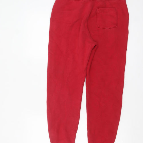 Hollister Men’s Red Jogger Trousers XS Fleece Logo Drawstring