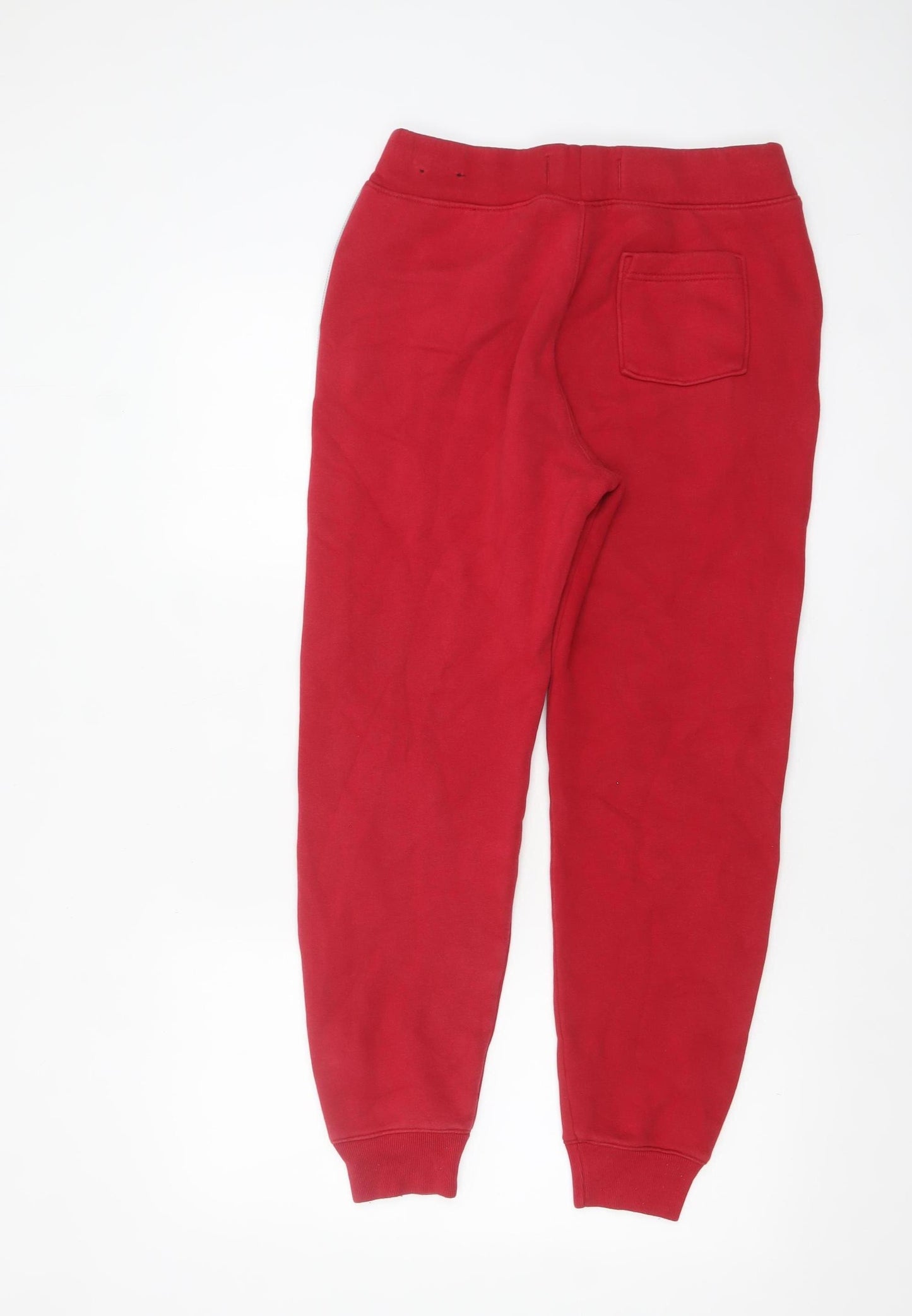 Hollister Men’s Red Jogger Trousers XS Fleece Logo Drawstring