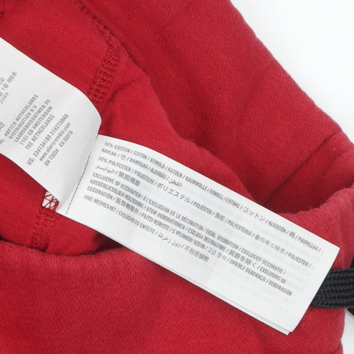 Hollister Men’s Red Jogger Trousers XS Fleece Logo Drawstring