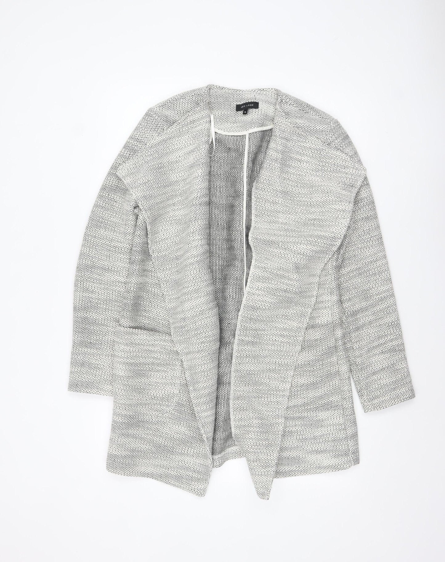 New Look Women Grey Knit Coatigan Size 14 Open Front Casual