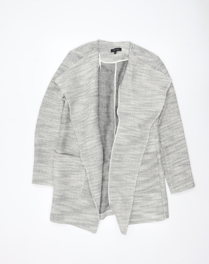 New Look Women Grey Knit Coatigan Size 14 Open Front Casual