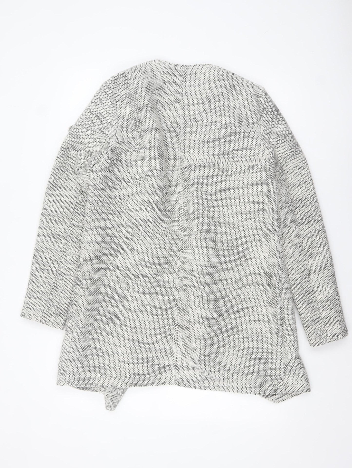 New Look Women Grey Knit Coatigan Size 14 Open Front Casual