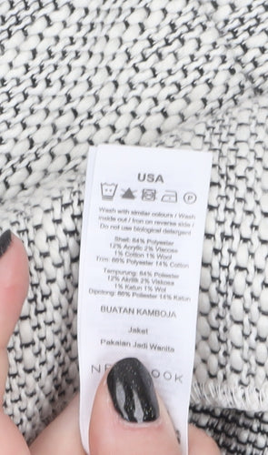 New Look Women Grey Knit Coatigan Size 14 Open Front Casual
