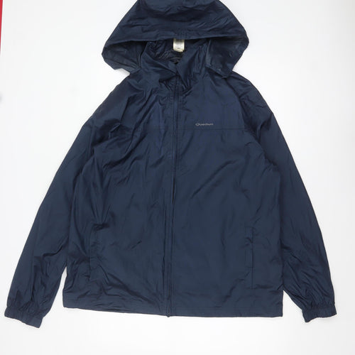 Quechua Men's Blue XL Hooded Lightweight Water Resistant Jacket