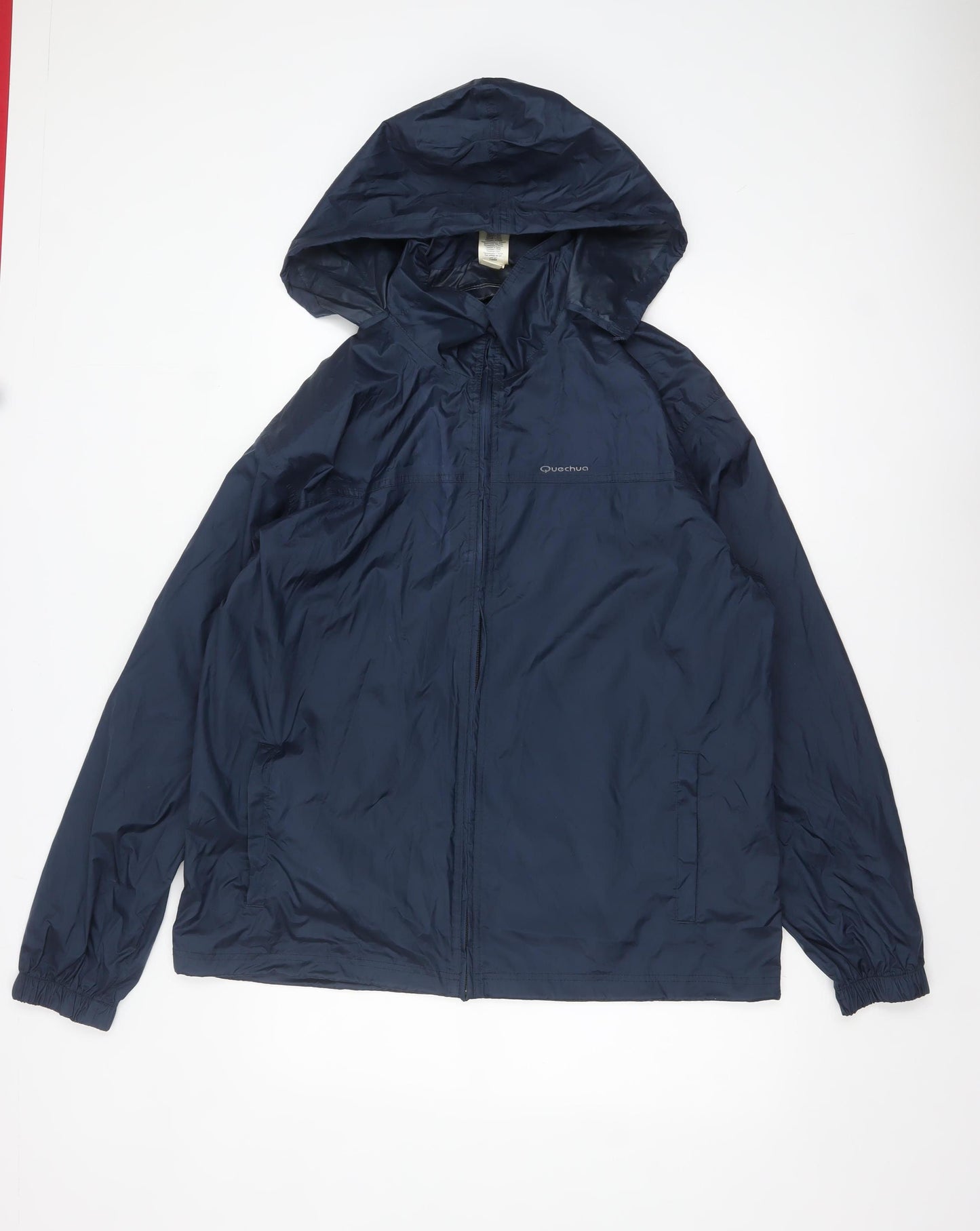 Quechua Men's Blue XL Hooded Lightweight Water Resistant Jacket