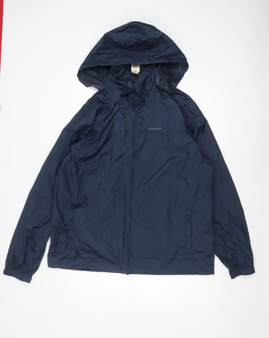 Quechua Men's Blue XL Hooded Lightweight Water Resistant Jacket