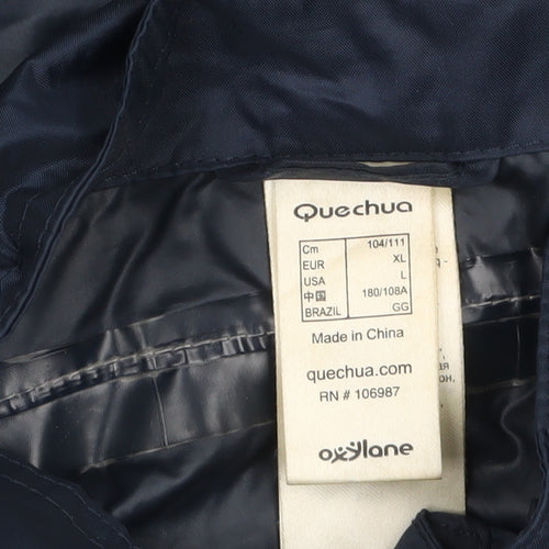 Quechua Men's Blue XL Hooded Lightweight Water Resistant Jacket