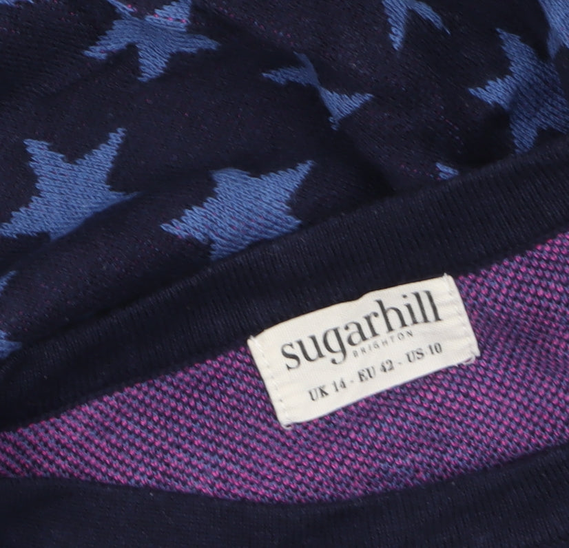 Sugarhill Brighton Women's Blue Star Pullover Jumper UK 14