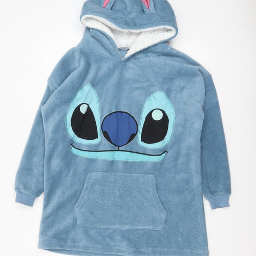 Disney Women Blue Stitch Fleece Hooded Nightshirt One Size