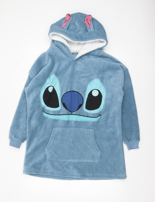 Disney Women Blue Stitch Fleece Hooded Nightshirt One Size