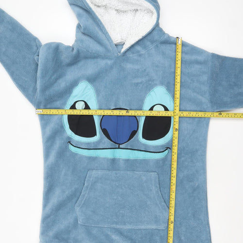 Disney Women Blue Stitch Fleece Hooded Nightshirt One Size