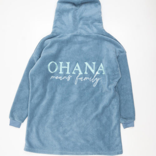 Disney Women Blue Stitch Fleece Hooded Nightshirt One Size