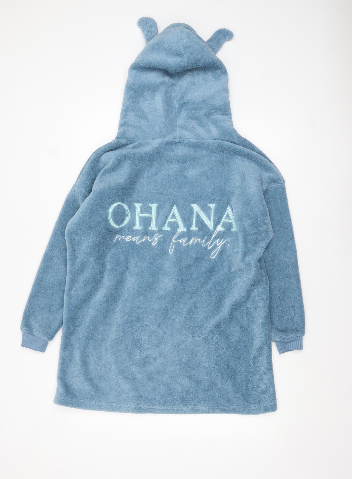 Disney Women Blue Stitch Fleece Hooded Nightshirt One Size